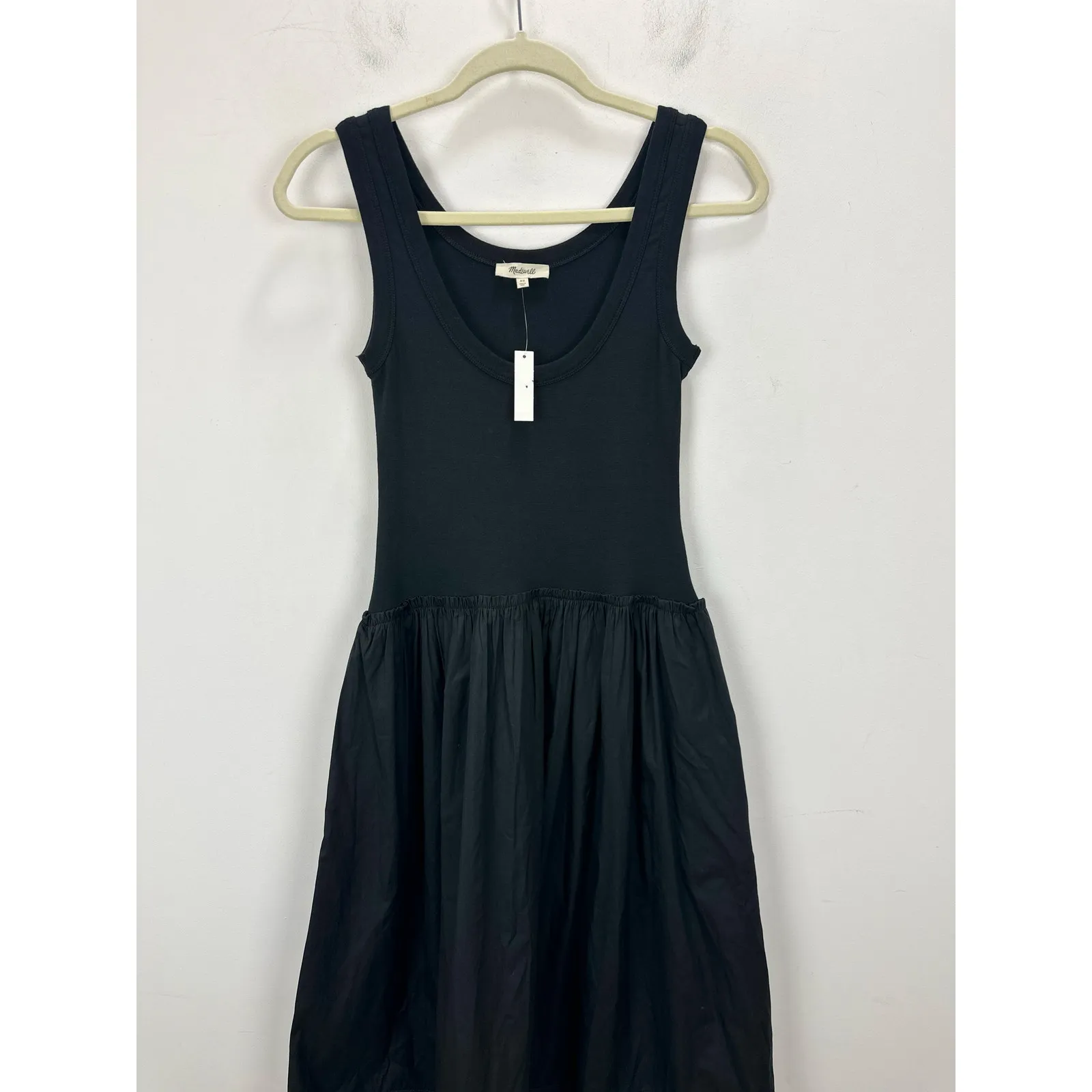 Madewell Mixed Poplin Scoopneck Maxi Dress Cotton A Line Minimalist Black XS NWT - Image 8