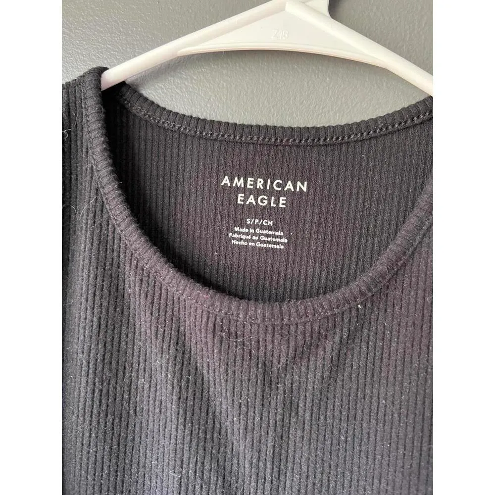American Eagle Black Ribbed Bodysuit - Image 6