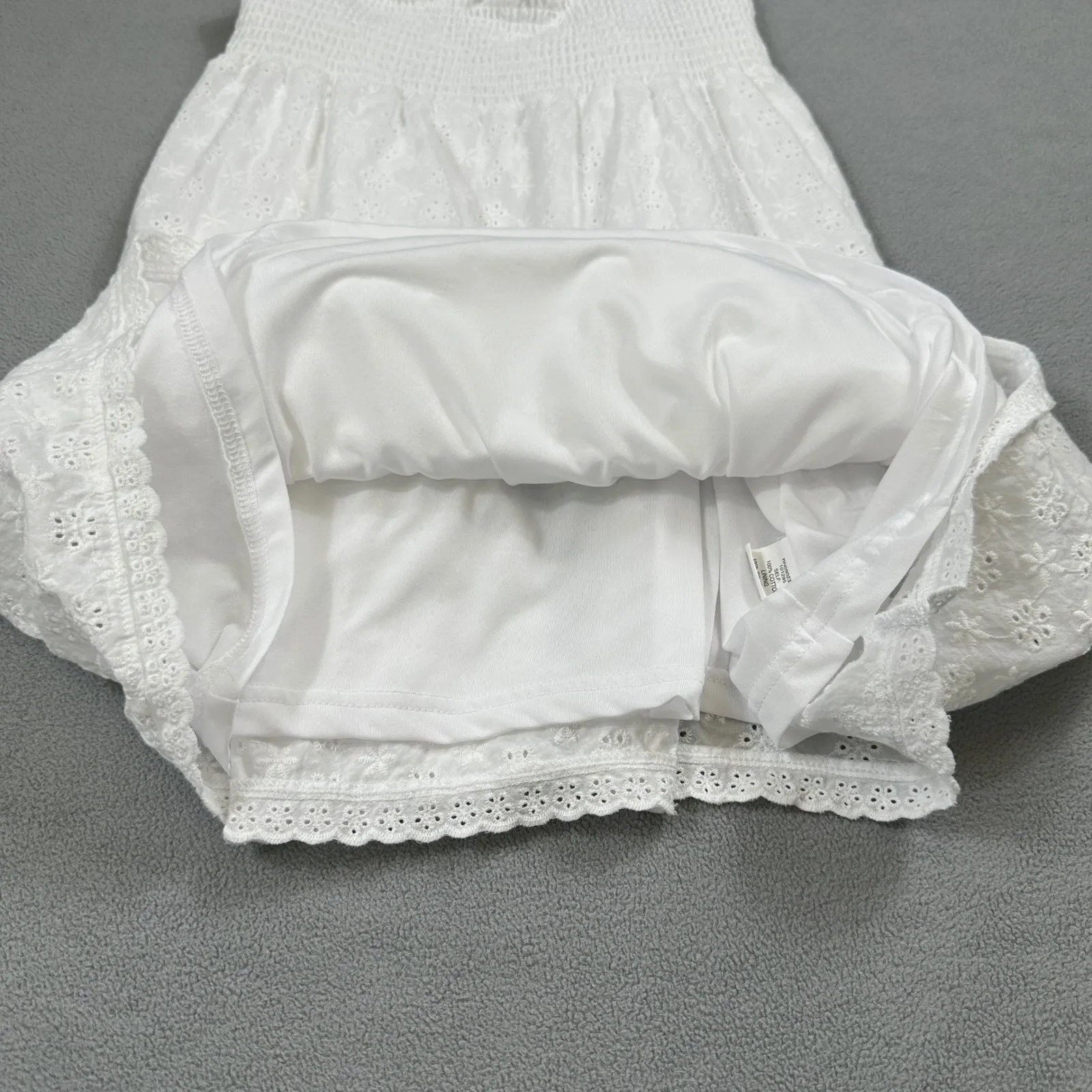 LA Hearts by Pacsun Dress S Women White Eyelet Embroider Tiered Smocked Sundress - Image 6