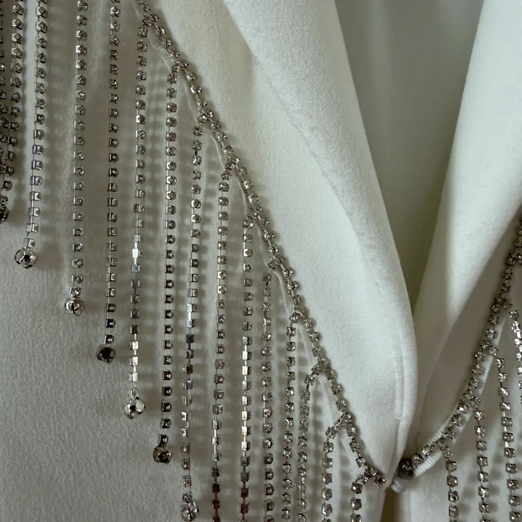 ASOS LUXE Fitted Blazer with Diamante fringe detailing - size 6 - Image 6