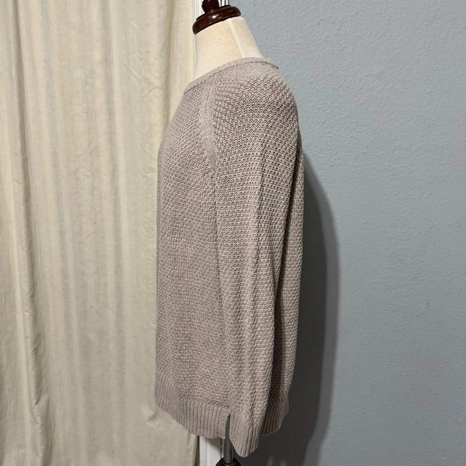 Old Navy Women Knit Sweater Taupe Crew Neck Long Sleeve Size Small - Image 4