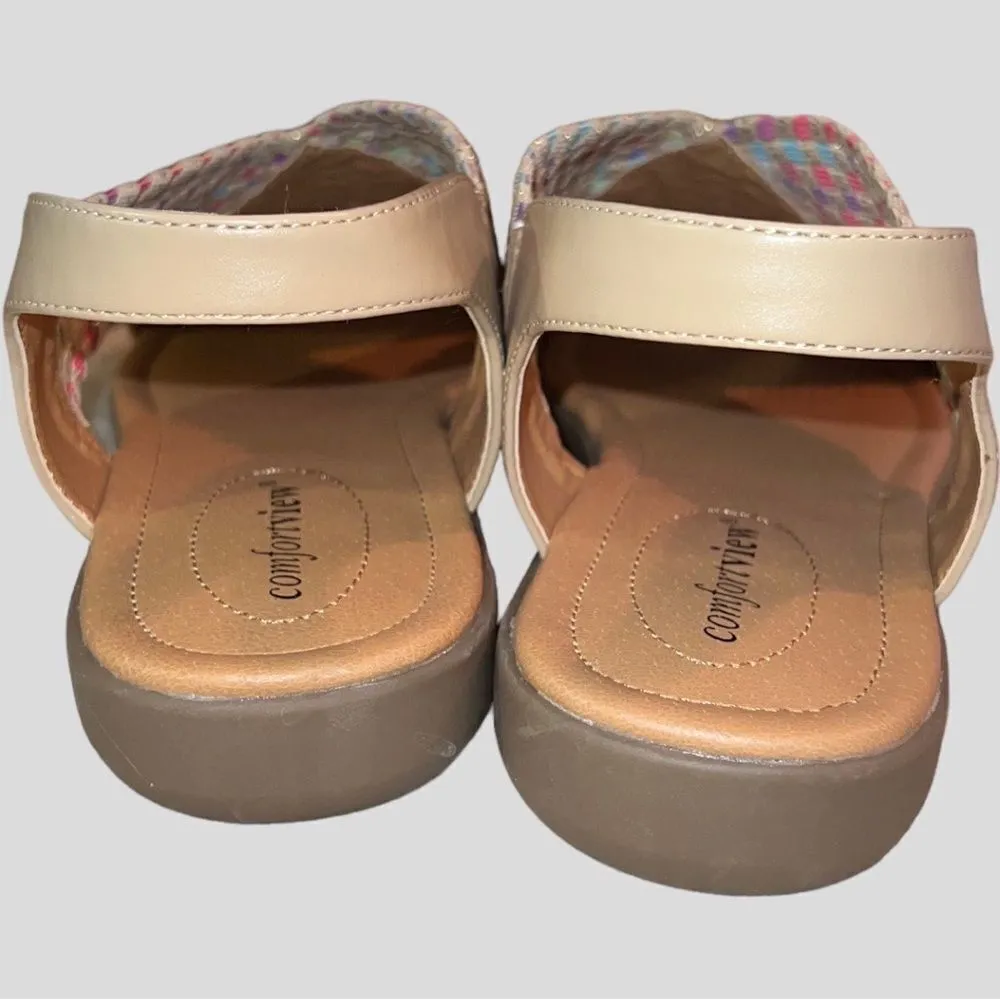 Comfort view new color weaved sandals with gold treading and tan straps - Image 8