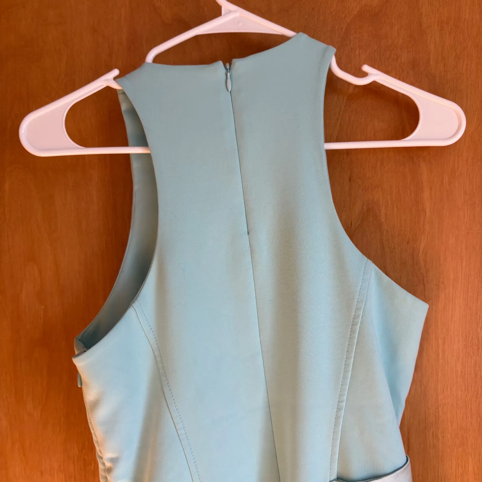 Cinq Sept Windsor Dress Aqua Blue Sleeveless Tie Waist Cocktail Size 4 - Image 10