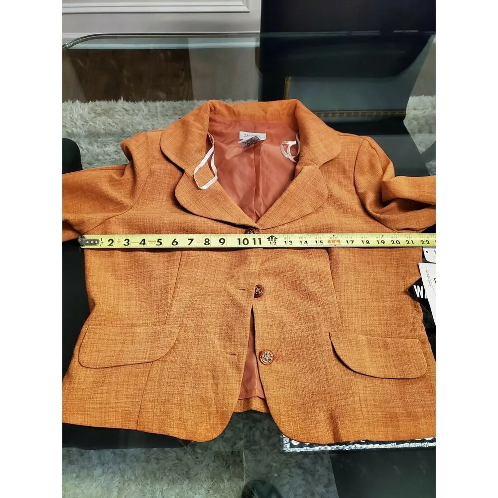 K & Company Women Orange Polyester Single Breasted Jacket & Skirt 2Piece Suit 16 - Image 8