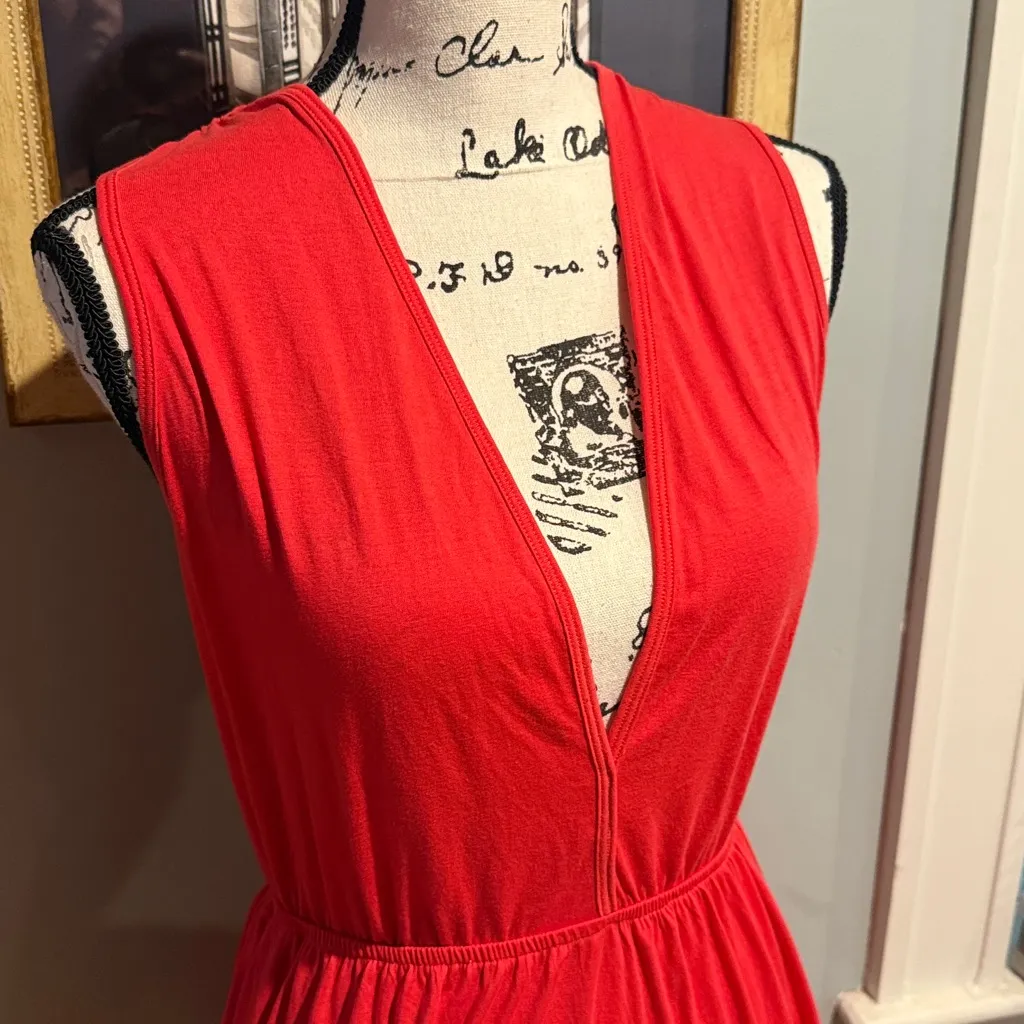 Mapalé Bright Coral Twisted Back Sleeveless Dress (M) Red Size M - Image 2