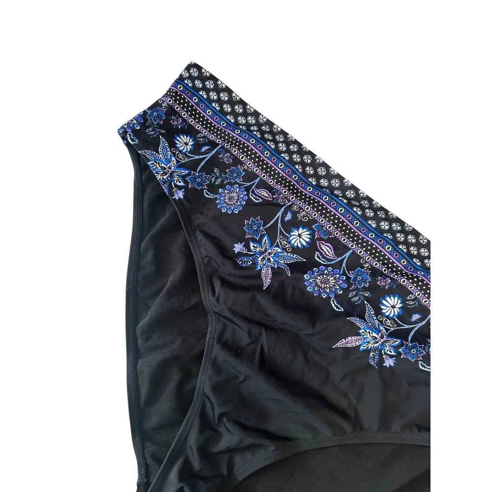 Swimsuits For All Black w/ Blue & Purple Print Bikini Bottom Women's Size 24 New - Image 2