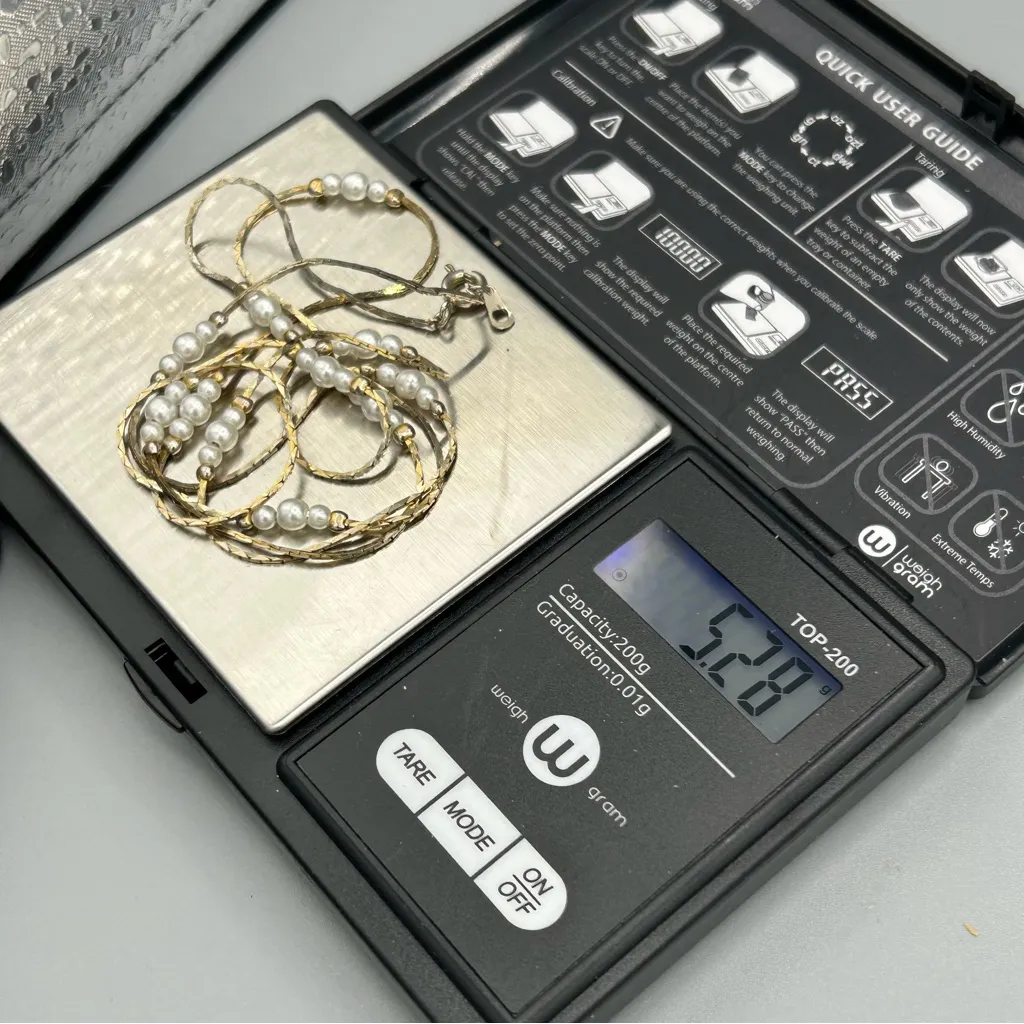 Korea Gold Tone Faux Pearl Necklace 29” - Image 6