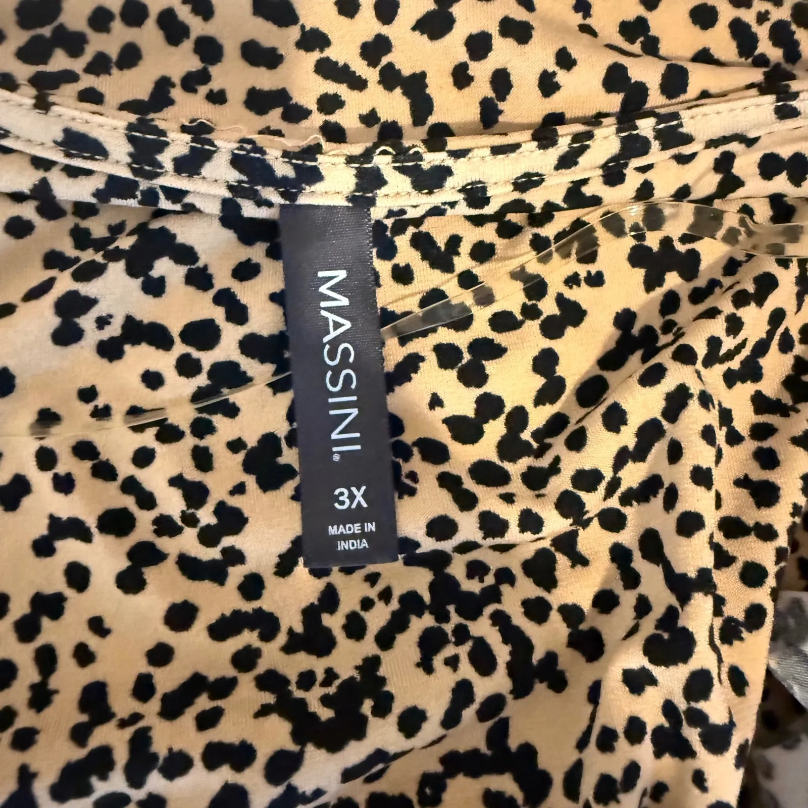 Massini‎ Women's 3X Animal Print Wrap Top Blouse Long Sleeve Side Tie Sate Night - Image 3