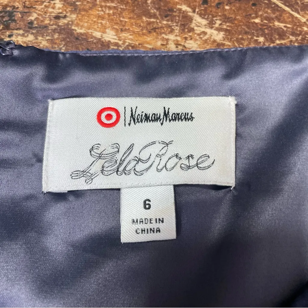 Lela Rose Neiman Marcus‎ for Target Cotton Silk Floral Midi Dress Size 6 Purple - Image 6