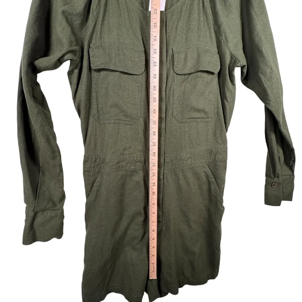 Banana Republic Linen Blend Utility Romper Long Sleeve Army Olive Green Size S‎ - Image 7