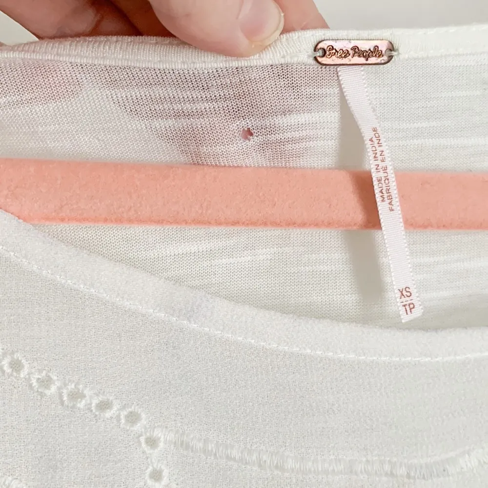 Free People White Embroidered Flowy Top - Image 6