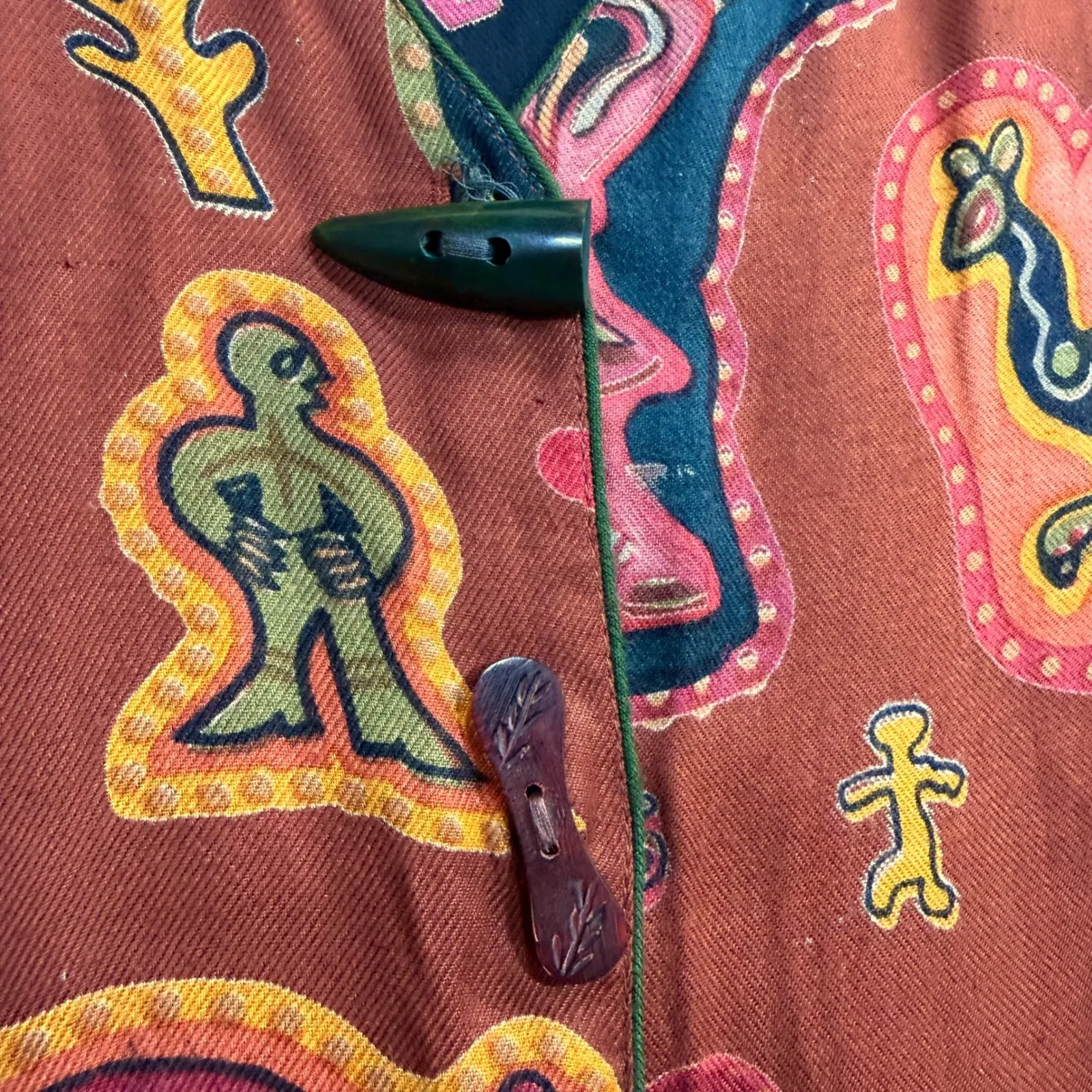 Handmade L Reversible Vest Abstract Earthy Cotton Artisan Folk Unisex Maximalist Black Size L - Image 6