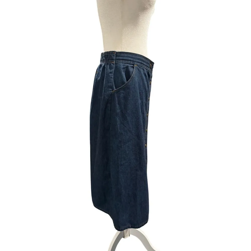 VINTAGE FANCY PROPS Wilkins High Waist Button Up Dark Wash Denim Skirt Blue Size 10 - Image 2