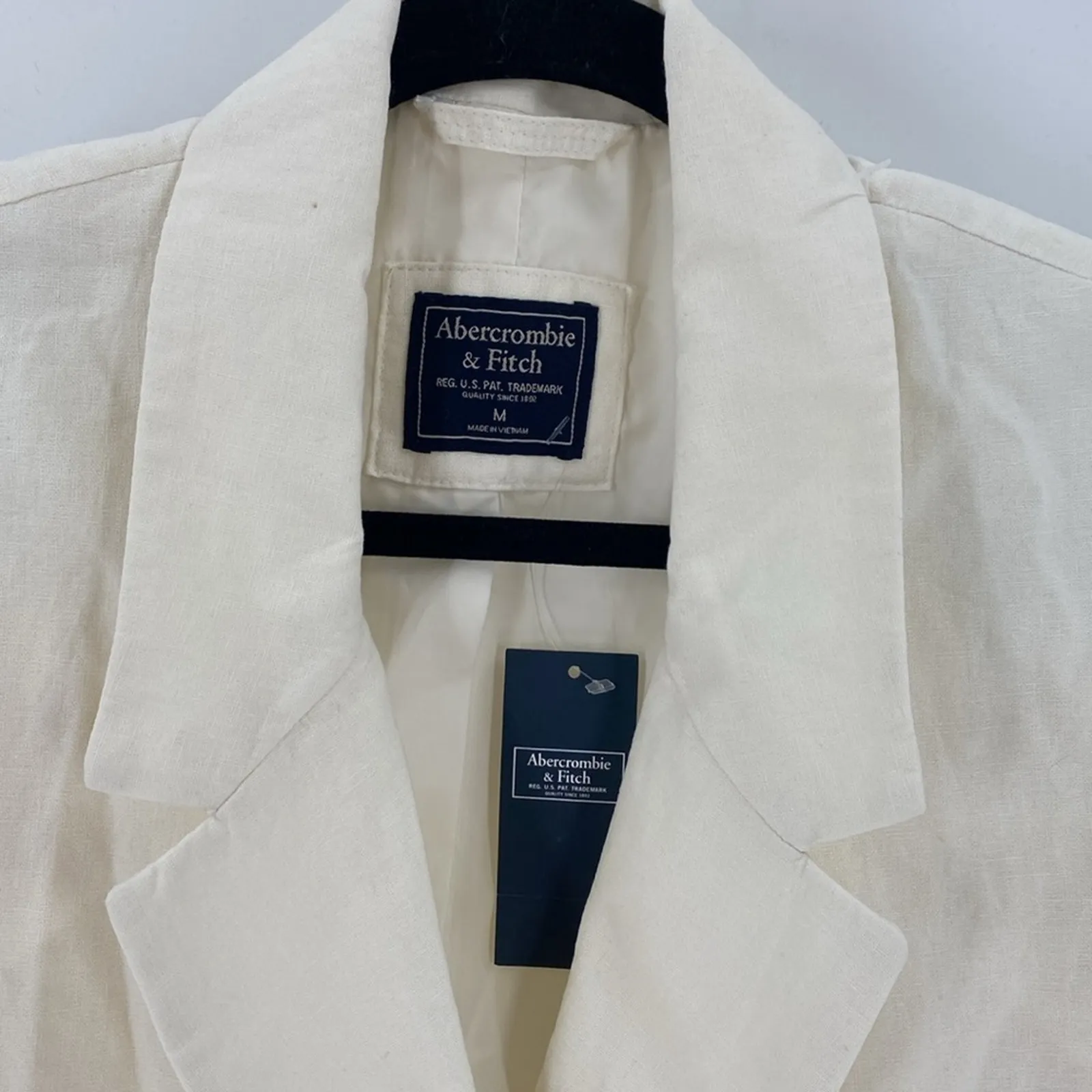 Abercrombie cream blazer Linen cotton blend summer spring longline size M - Image 2