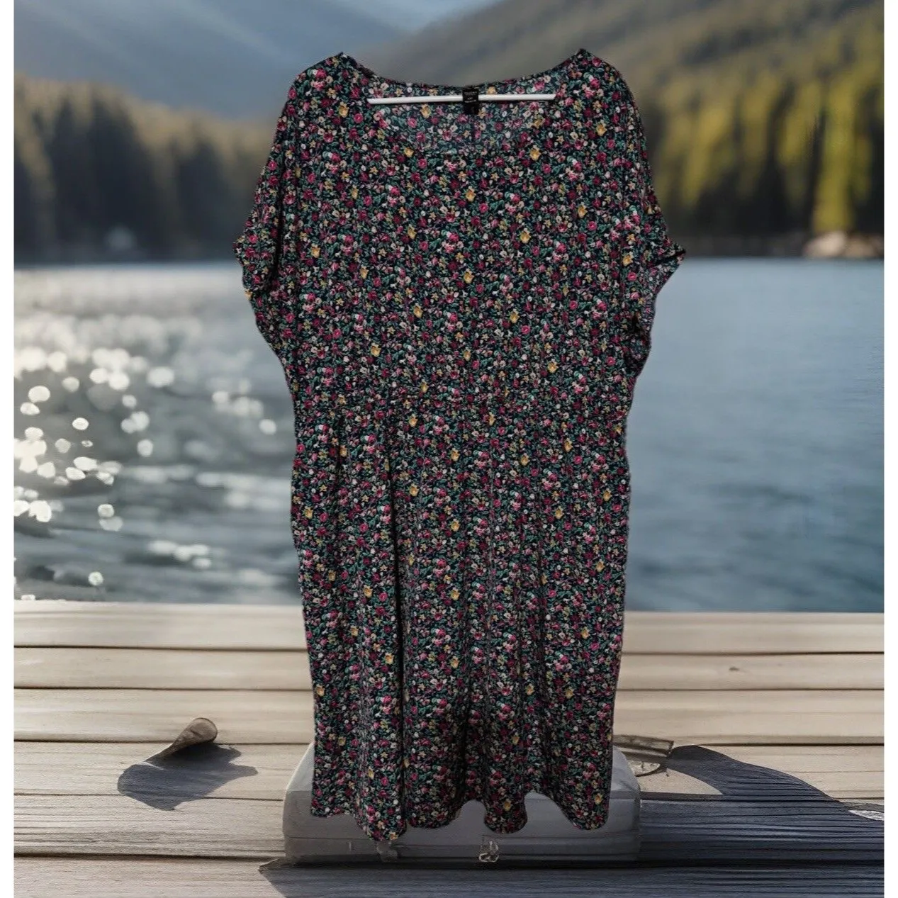 Chic Emery Rose Ladies Dress‎ Plus Size 4XL Beautiful Floral Print Cap Sleeves - Image 2