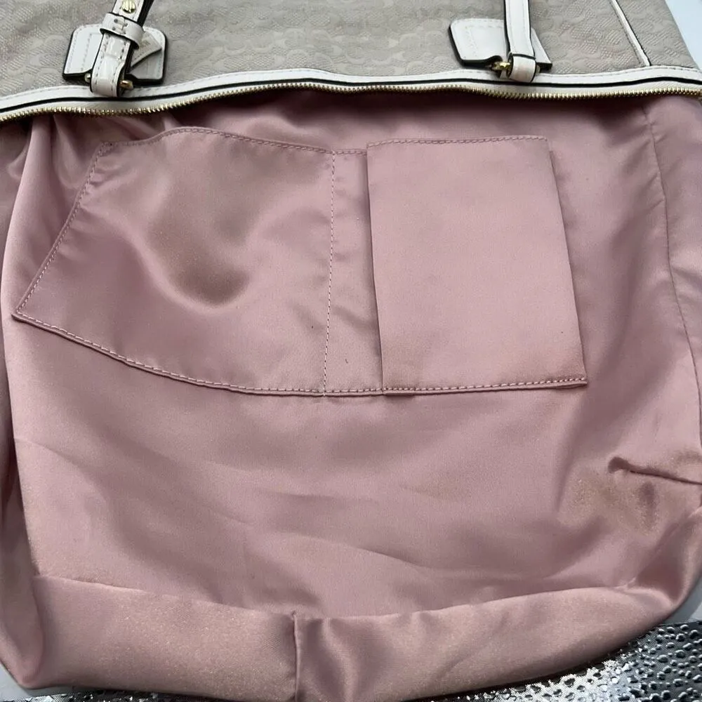 COACH Poppy Signature Mini Oxford Beige White Jacquard Leather - Image 13