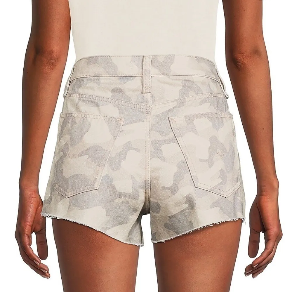 Hudson Lori High Rise Camo Print Raw Hem Denim Shorts Size 25 New - Image 3