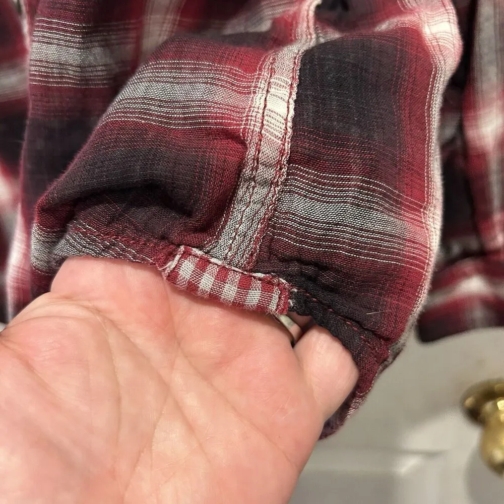 FLAG &‎ ANTHEM Shirt Womens Large Cotton Plaid Button Front Long Sleeve Red - Image 5
