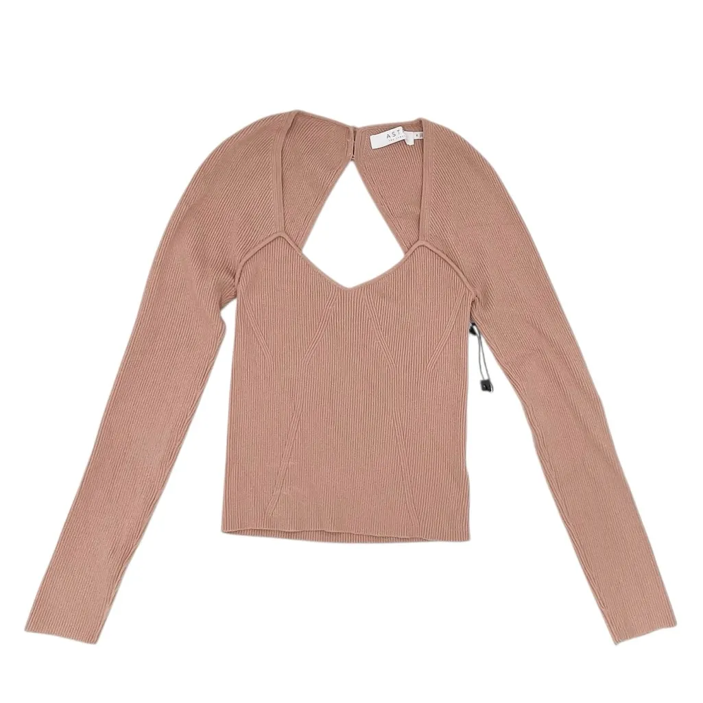 NEW ASTR the Label Rosa Sweater in Blush Women's Size Medium Cut Out Back Ribbed - Image 4