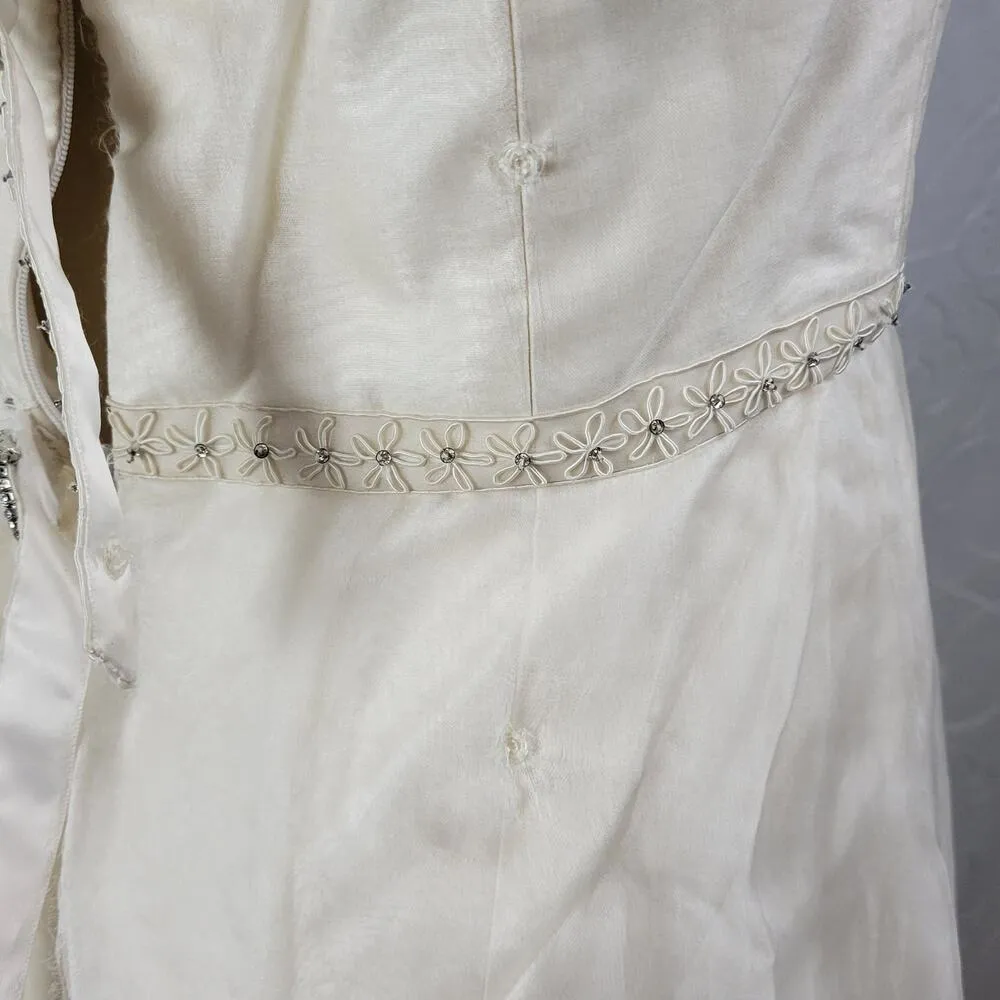 Birnbaum & Bullock Womens Bridal Gown Size 10 Ivory Silk Strapless Rhinestones - Image 10