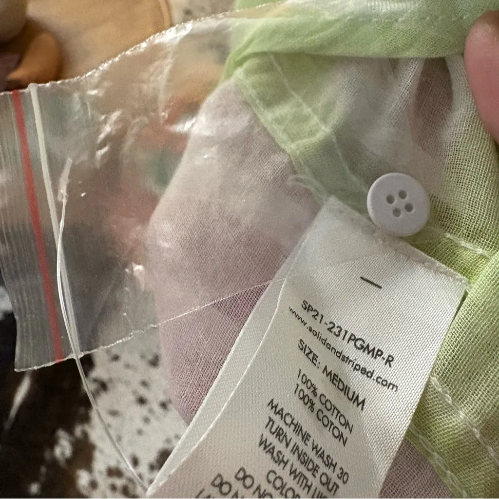 SOLID & STRIPED Women Oxford Gingham Pastel Button Down tunic top Size M NWOT - Image 8