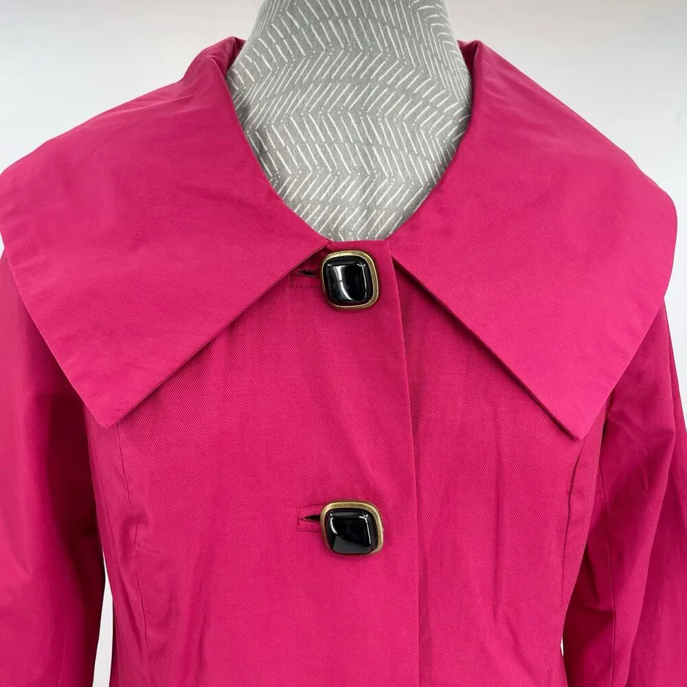 Vertigo Paris Bright Pink Fuchsia Trench Coat Barbiecore Prep Elle Woods Size S - Image 4