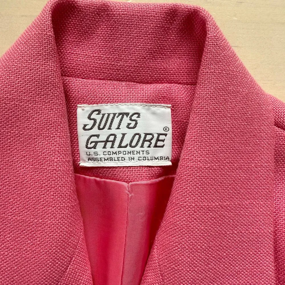 Suits Galore Vintage Pink Cropped Blazer‎ Double Breasted Button Front, Size 4 - Image 3