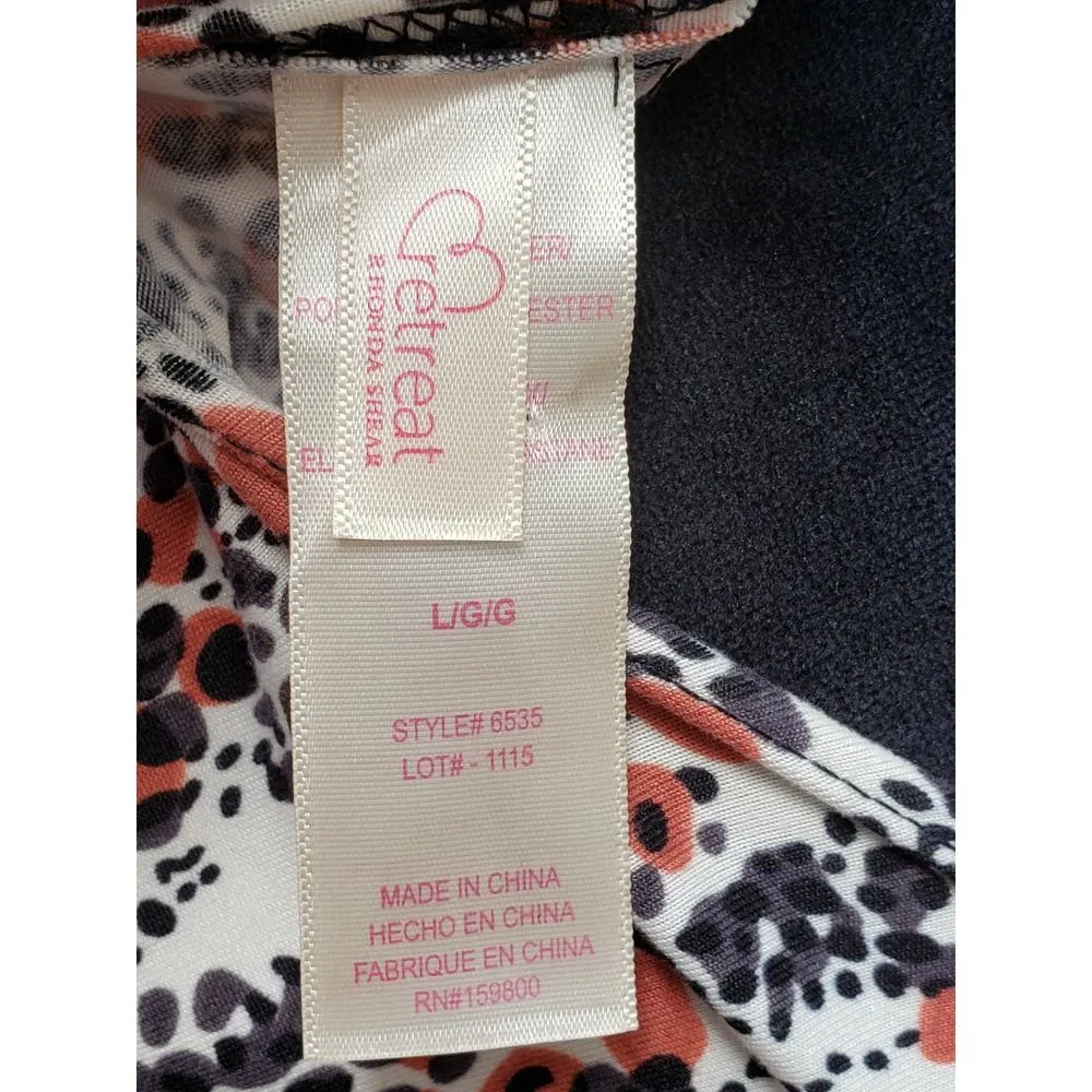 Retreat Rhonda Shear Blouse Top Womens Large Multi Geo Print Pockets Long Sleeve White - Image 3