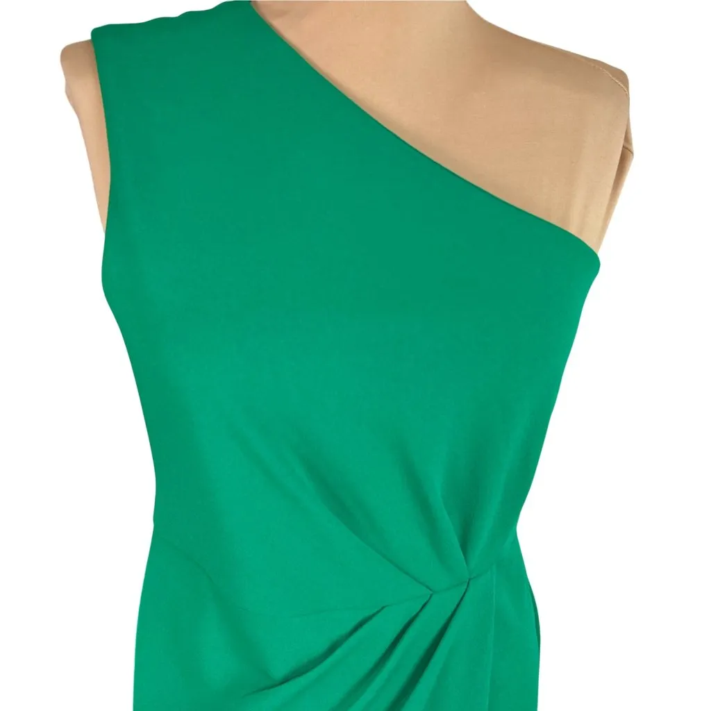 Calvin Klein Emerald Green One-Shoulder Gown Size 2 Ruched Wrap Formal Wear - Image 3