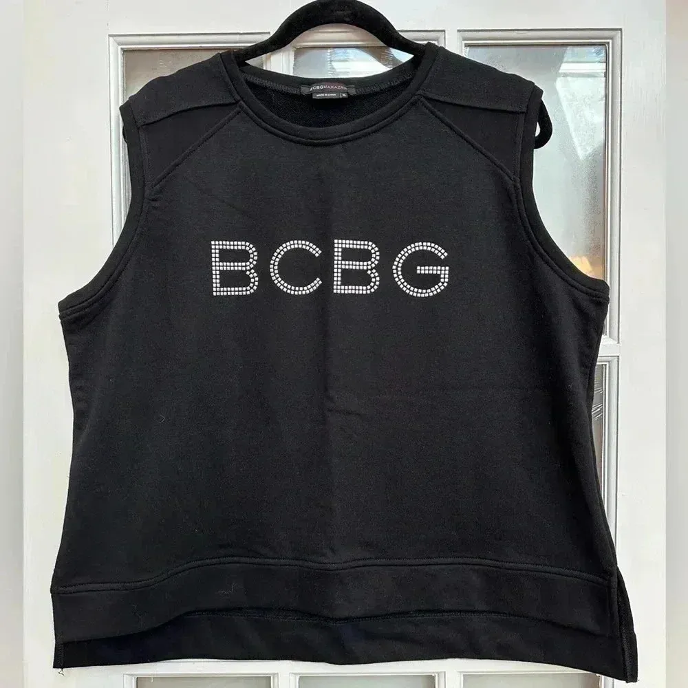 Vintage BCBGMAXAZRIA Y2K Black Embellished Lettered BCBG Crop Sweatshirt Size XL - Image 10