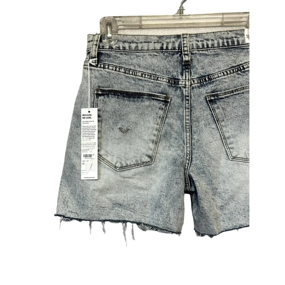 Hudson Kass Jean Shorts High Rise Fit Distressed Light Wash Blue Women's 25 NWT - Image 7