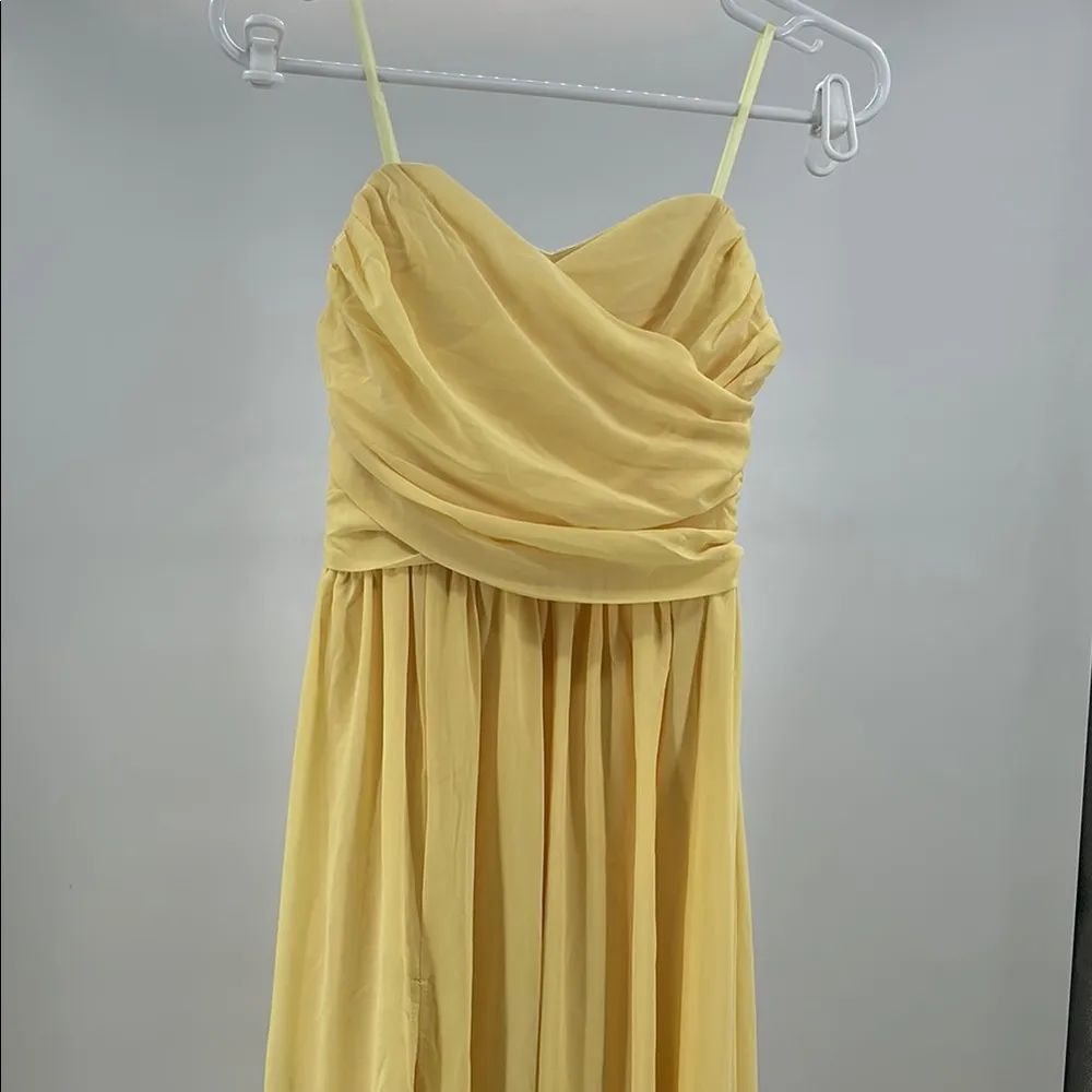 Moonlight Serenade Yellow Strapless slit Maxi Dress S formal bridesmaid party - Image 3