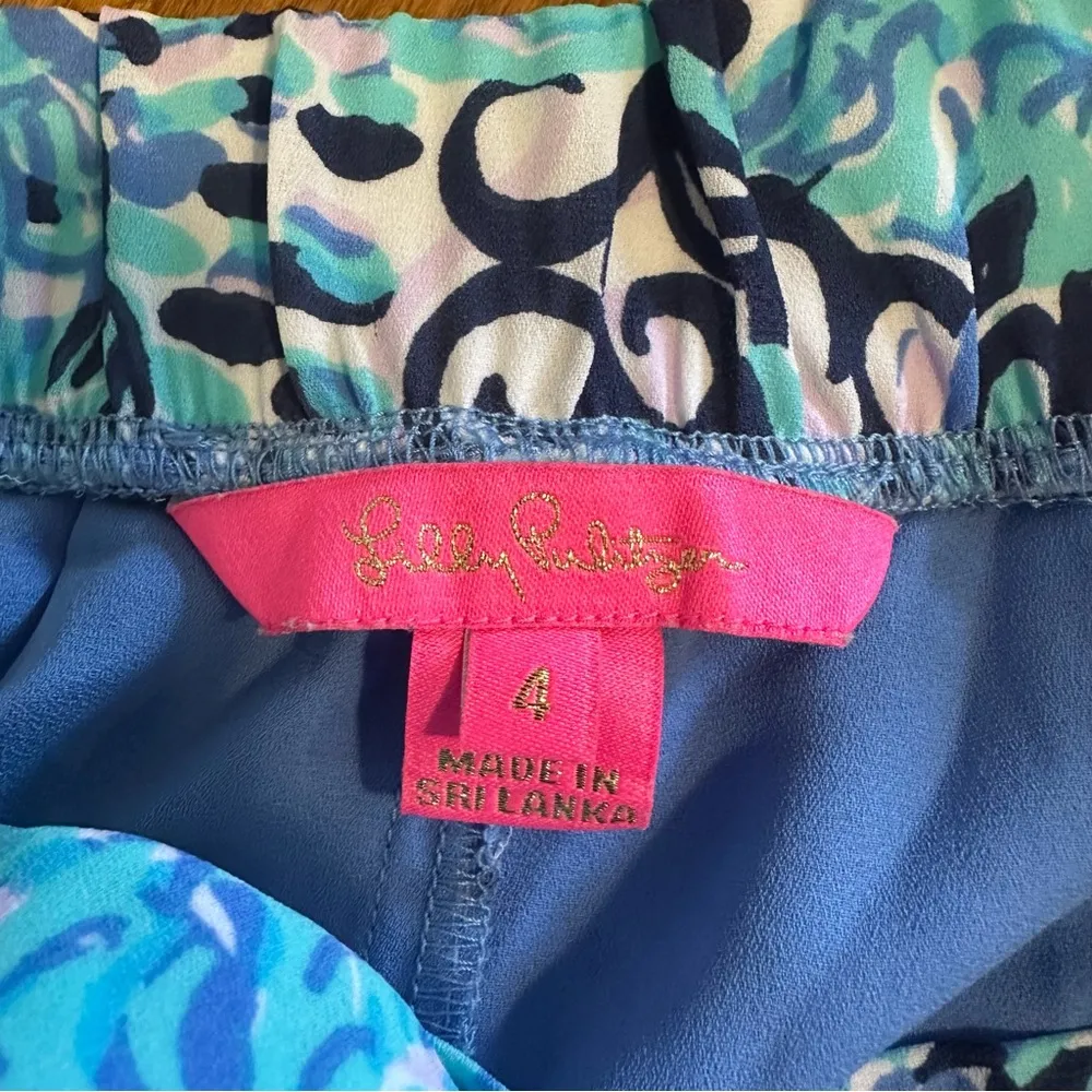 Lilly Pulitzer Mylee Tie Front Shorts Light Aqua Spritz Womens 4 Blue - Image 4