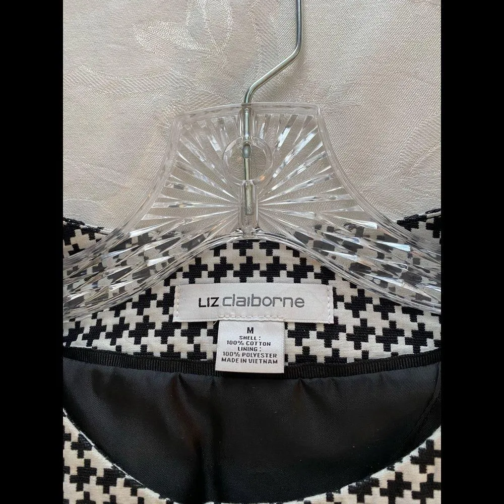 Liz Claiborne Black & White Houndstooth Cotton Jacket M - Image 6