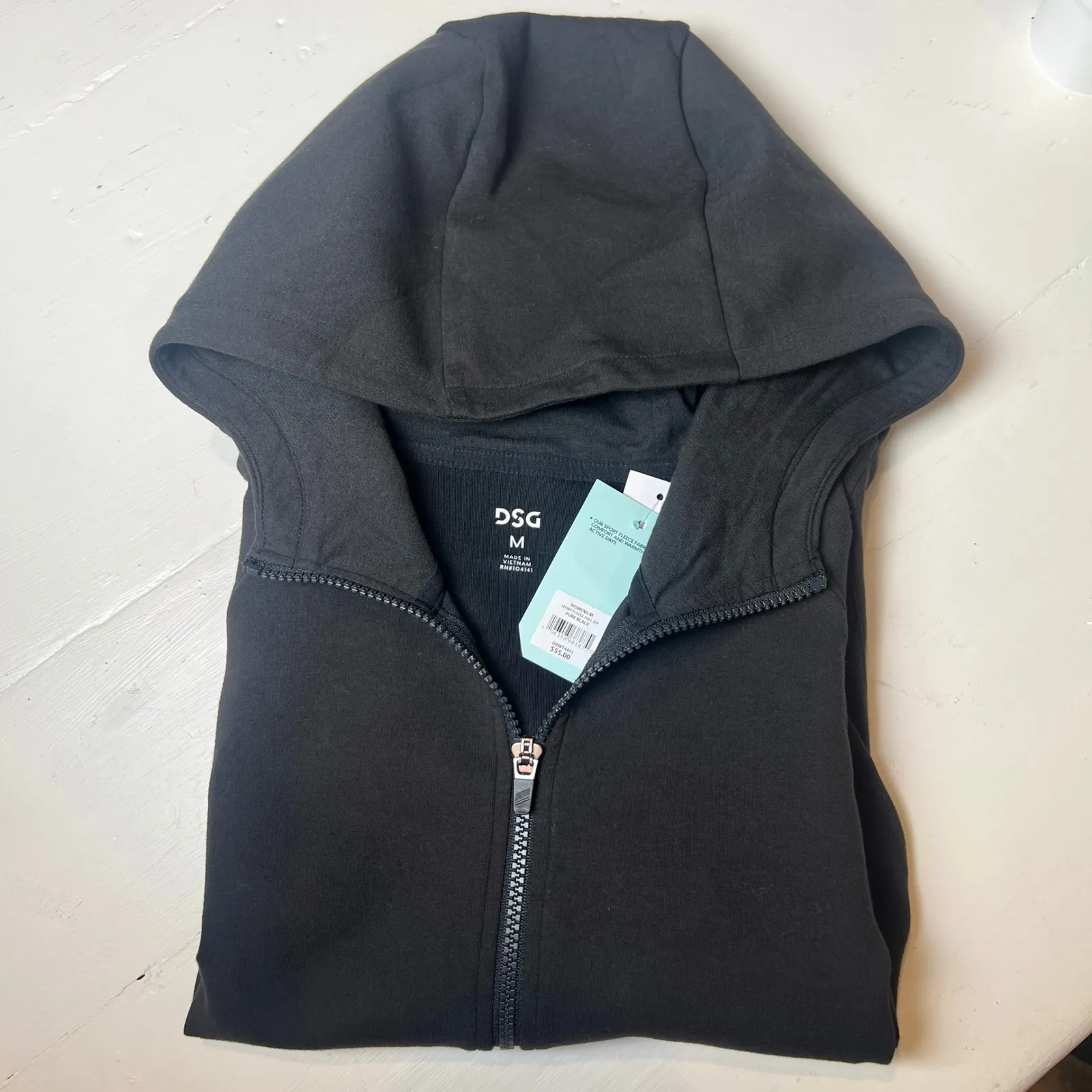 DSG Women's M Black Sport Fleece Full Zip Hoodie Cleanfit Minimalcore Size M - Image 5