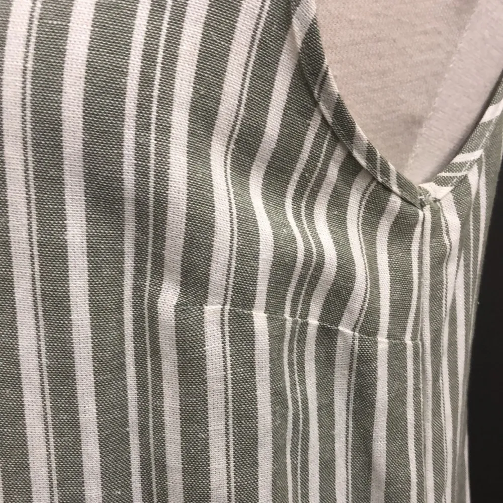 NAIF Linen Blend Tunic Striped Casual Sleeveless V Neck Sundress Green Size M - Image 3