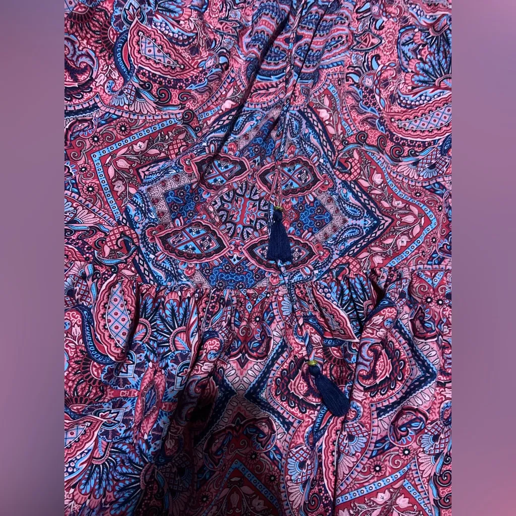 BOHME red paisley long sleeve maxi boho tiered dress 
casual Anthropologie $122 - Image 3