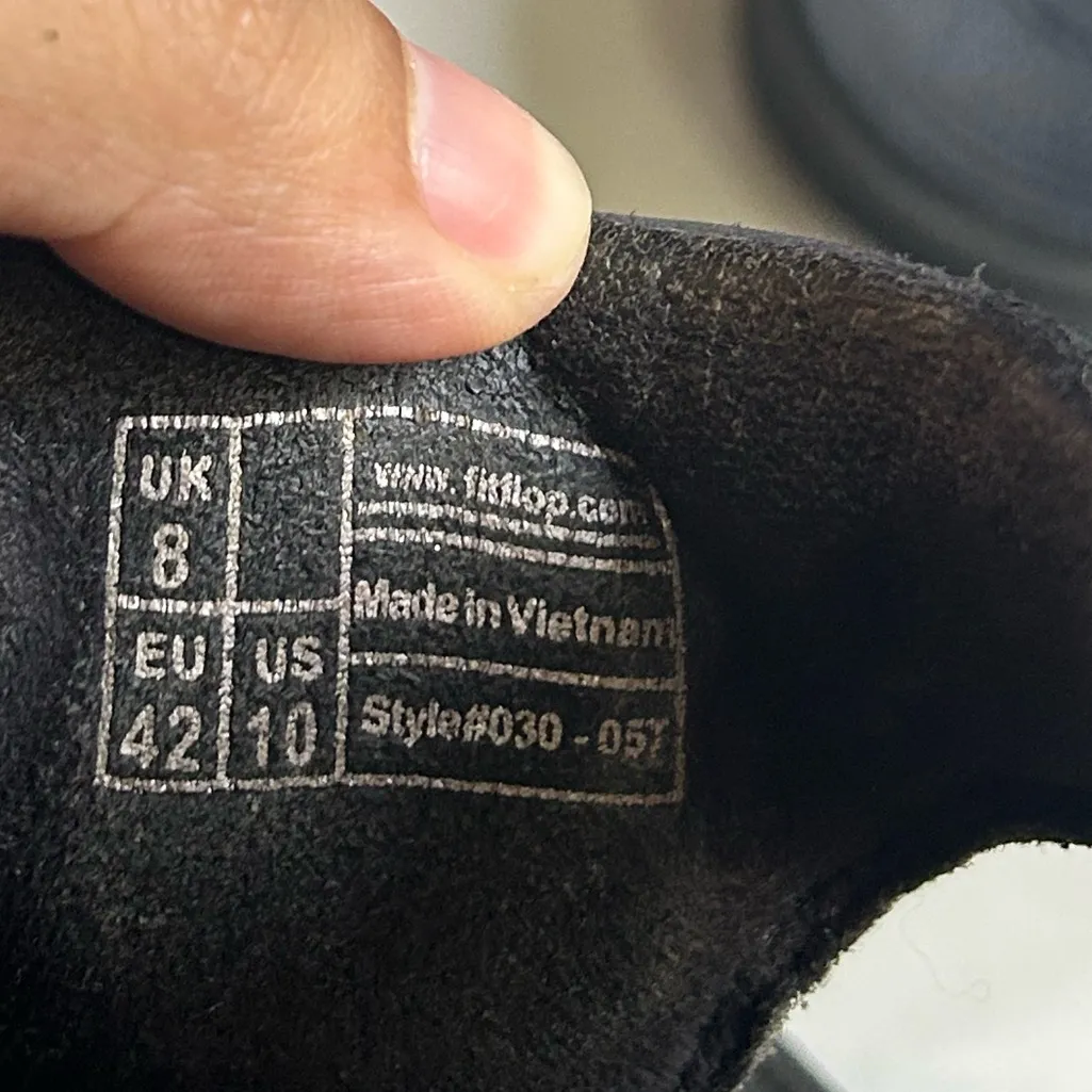 FITFLOP  WALKSTAR BLACK LEATHER WOBBLE BOARD WEDGE FLIP FLOP SANDAL 10 - Image 5