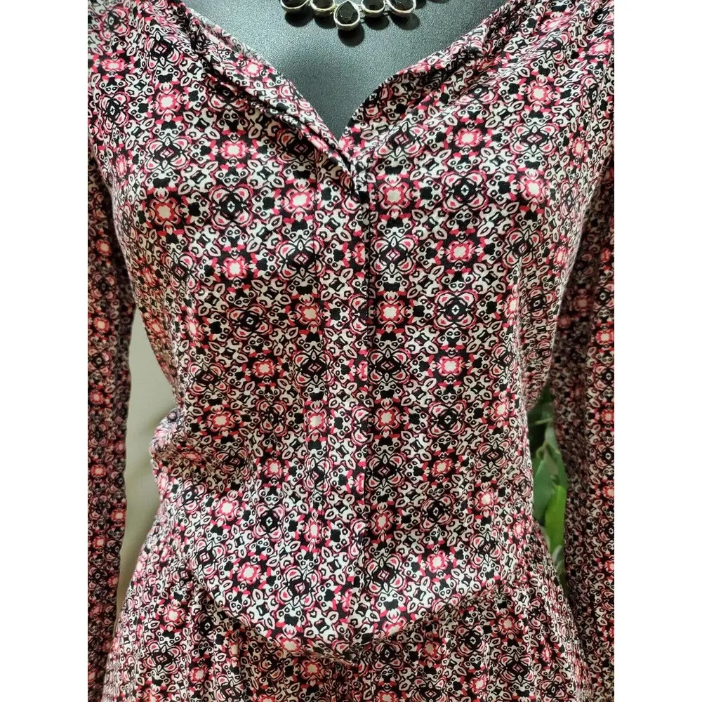 Gap Women Multicolor Rayon Sweetheart Neck Long Sleeve Casual Romper Size Small - Image 4