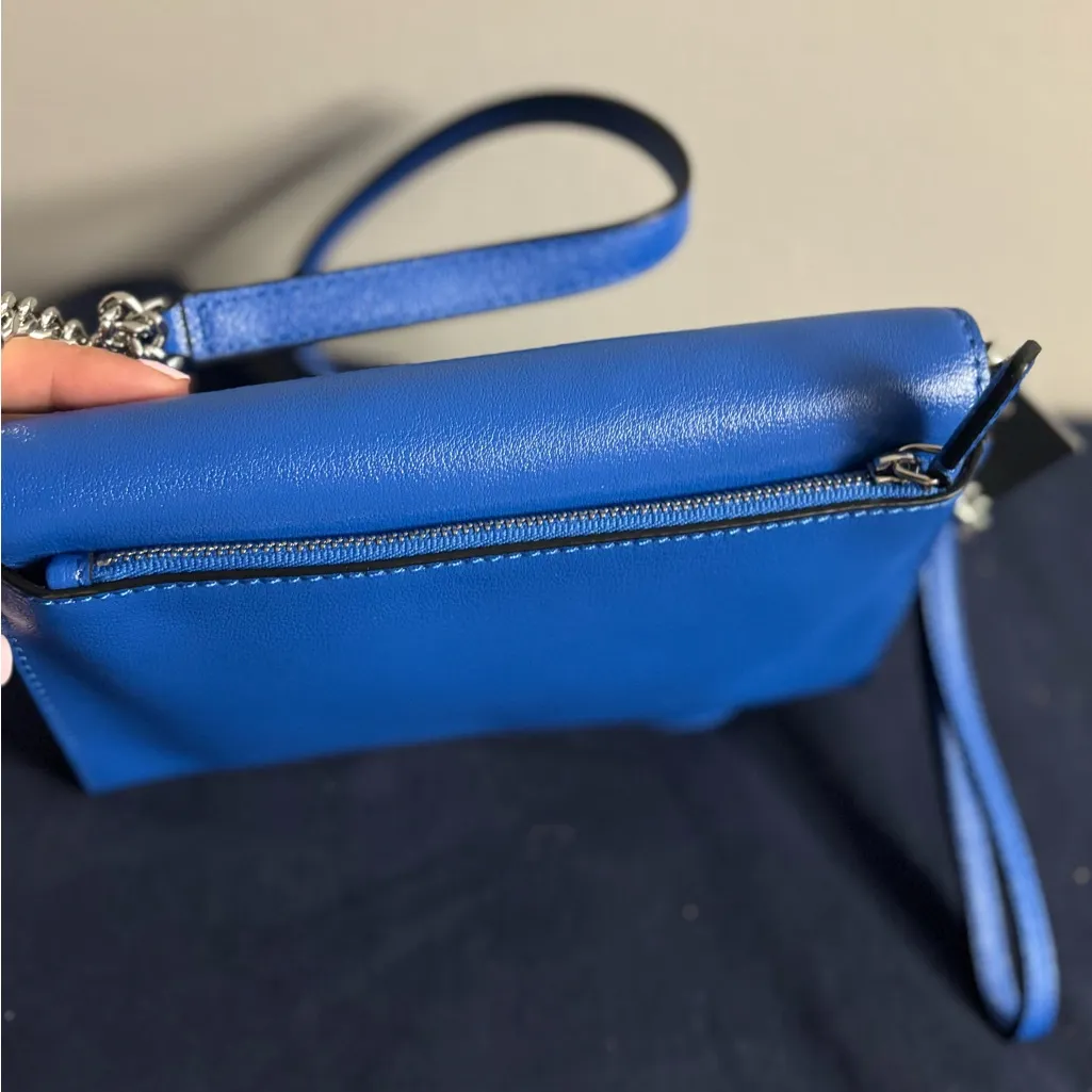Karl Lagerfeld Paris Lourdes  Blue Crossbody Bag with wristlet strap - Image 4