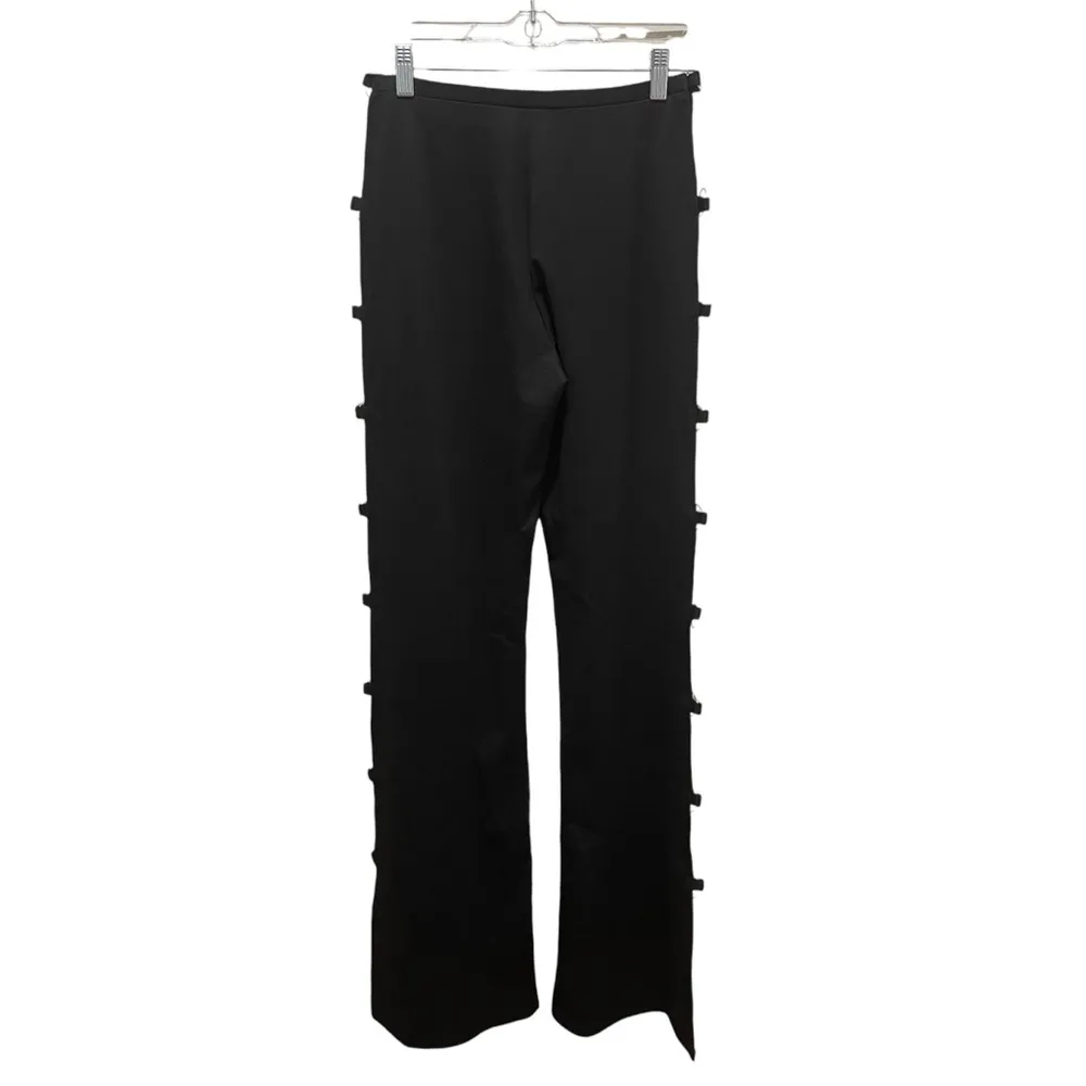 Edikted open ring hole flare knit pants black size large - Image 7