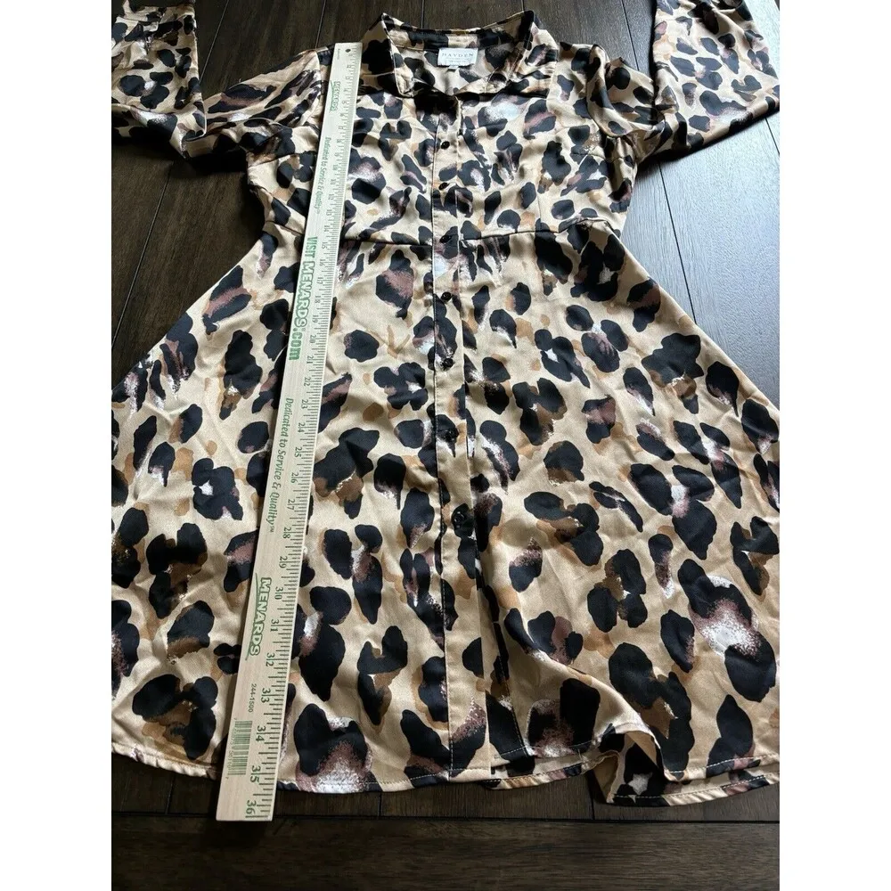Hayden Los Angeles Silky Animal Print Long Sleeve Shirt Dress Size Medium - Image 7