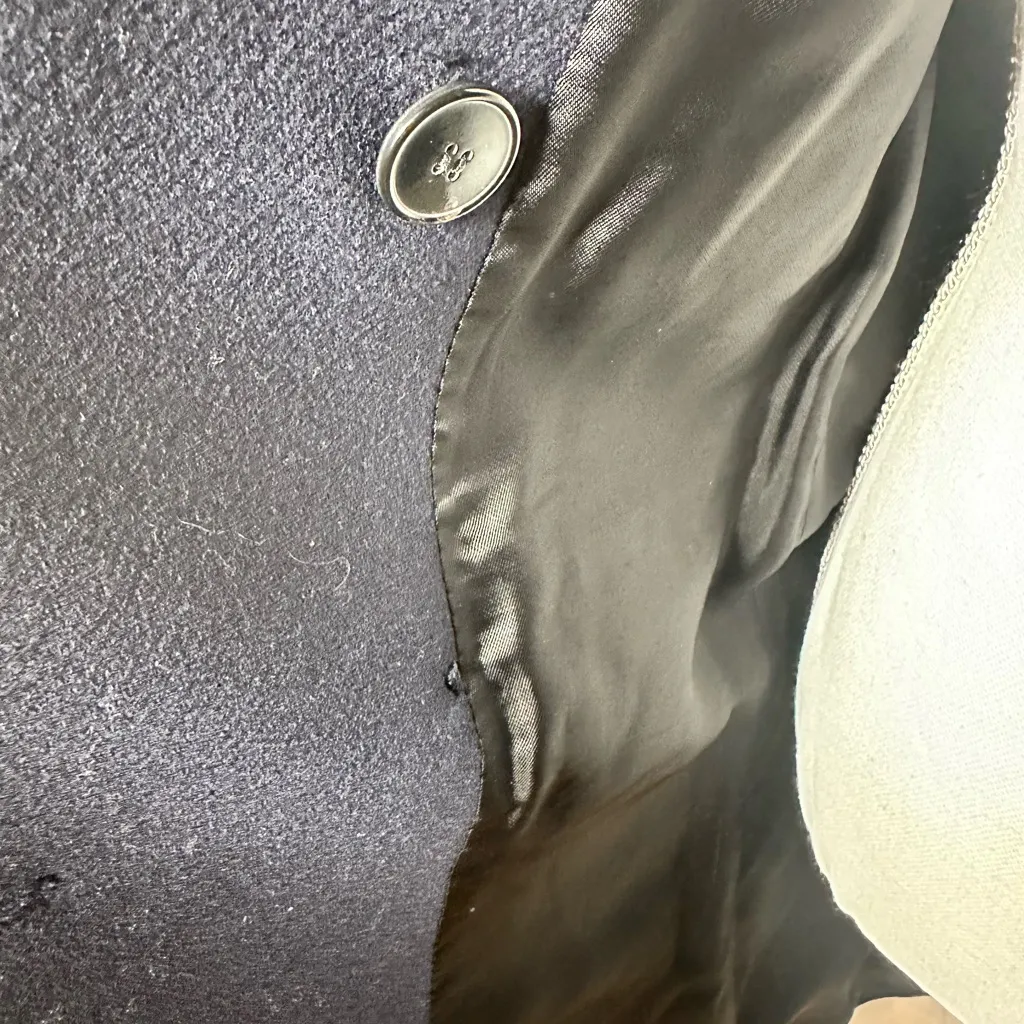 Zara Double-Breasted Navy wool mid long Coat NWT - Image 9