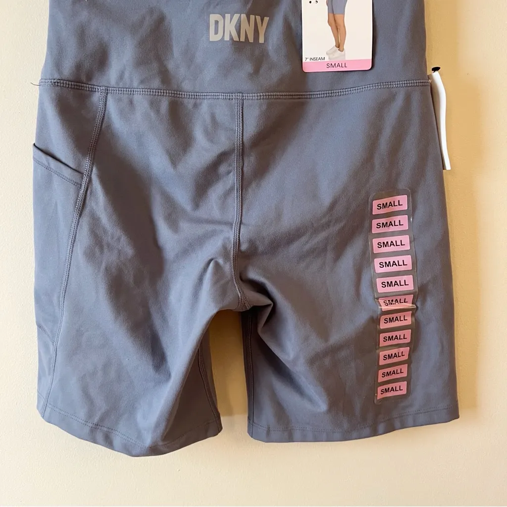 DKNY Light Blue Biker Shorts NEW Size Small Elastic Waist Pocket 7” inseam - Image 5
