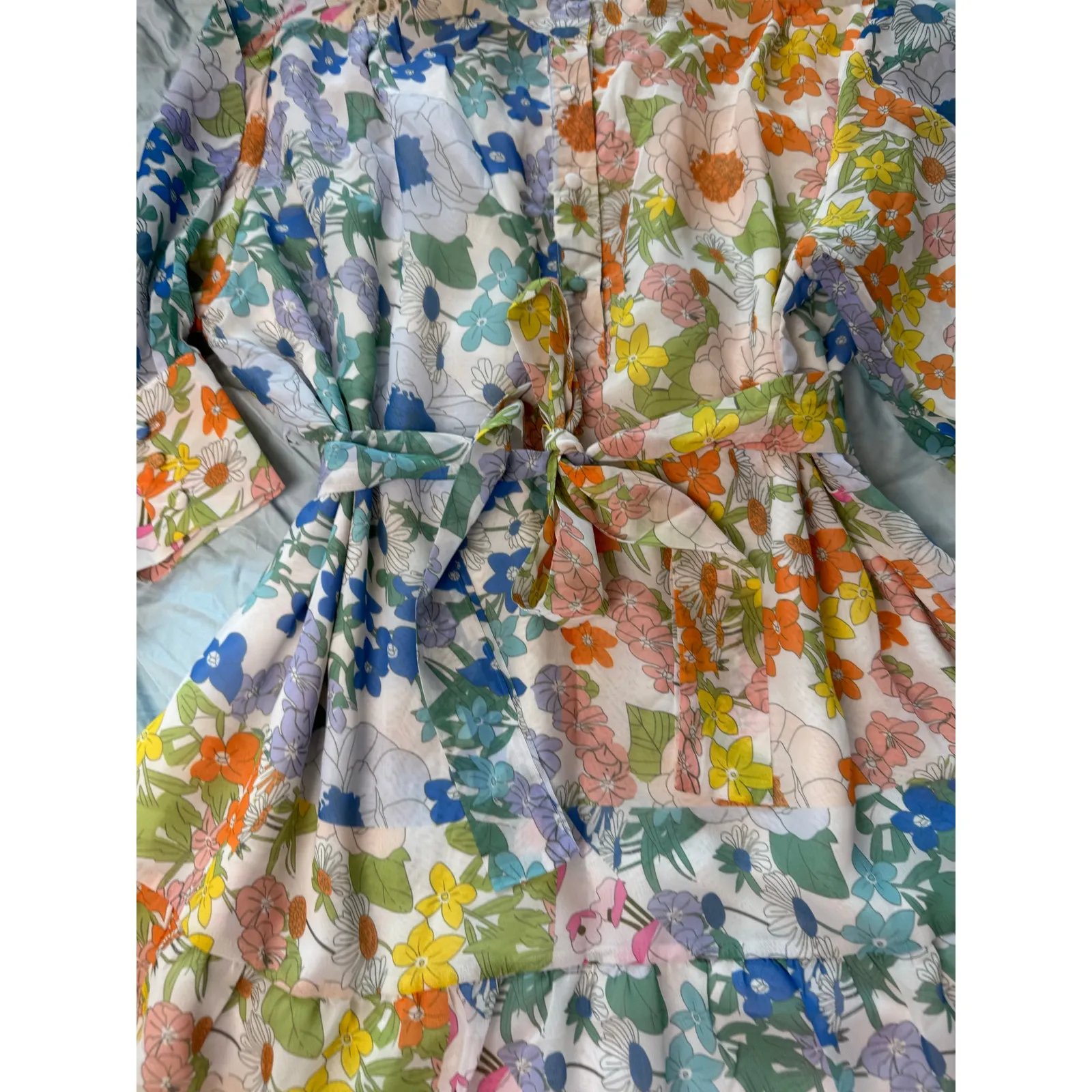 BOHO Floral Babydoll Dress Arthur Jane Claire Womens Large Retro Hippie 70s - Image 11