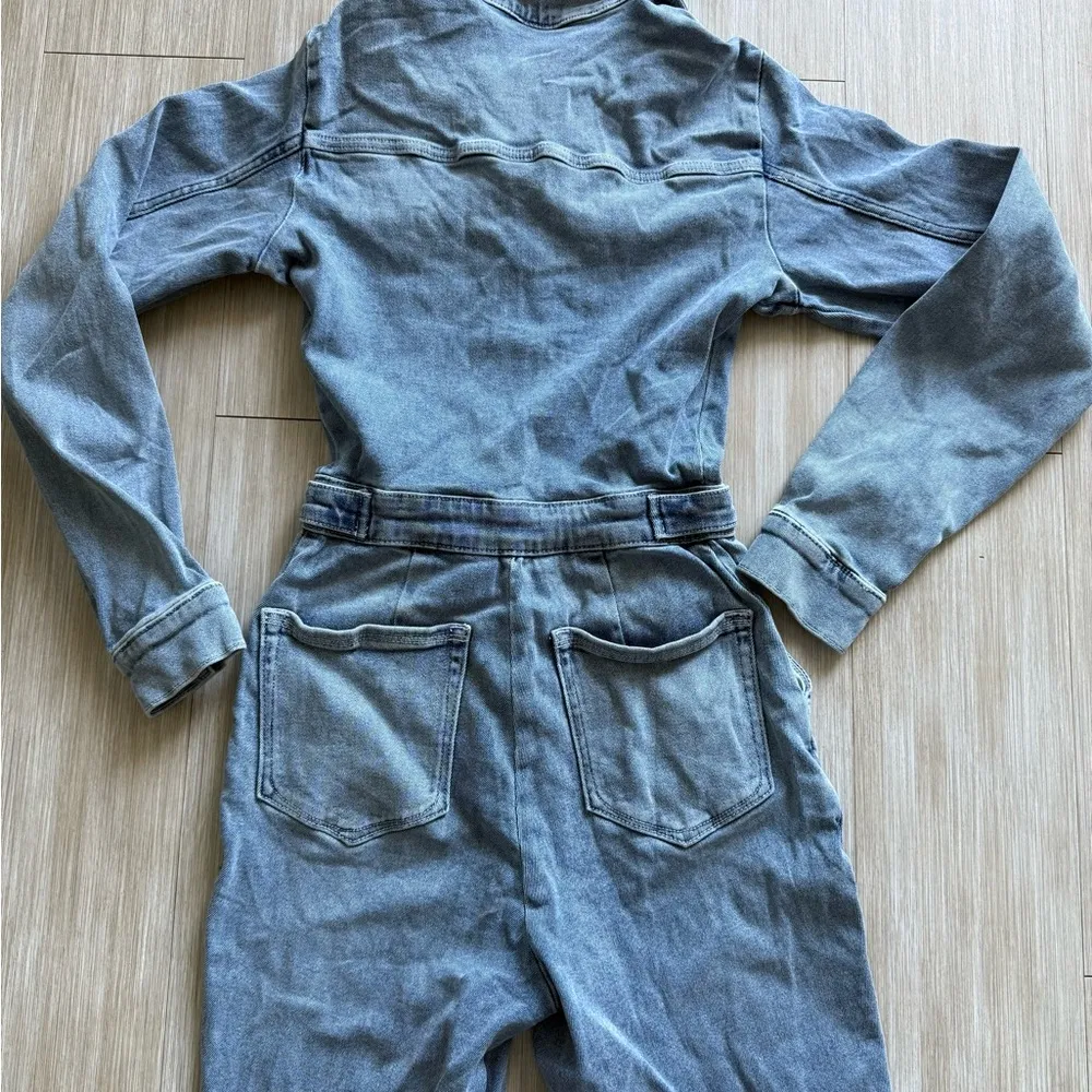 Good American Long sleeve Jean jumpsuit 0 - Image 7