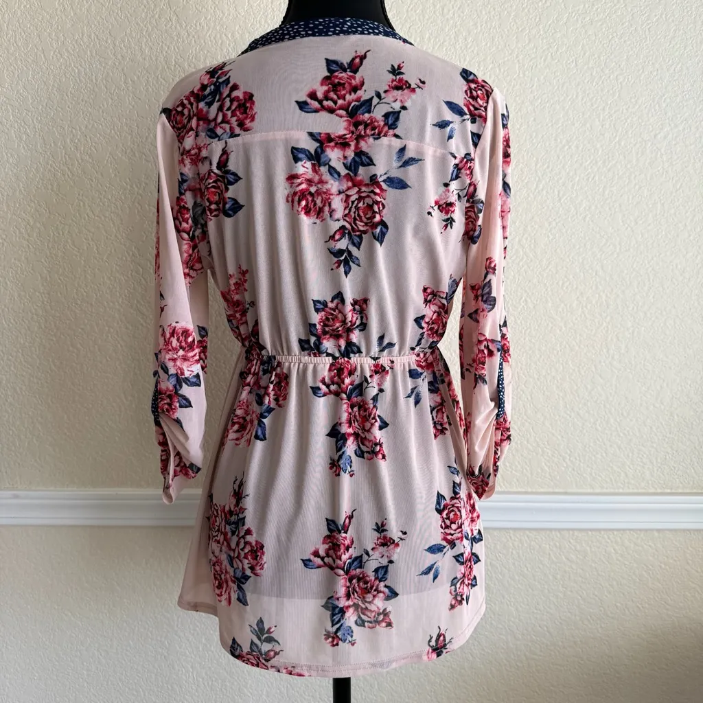 Siren Lily Pink Blue Flowy Blouse Women’s Small Romantic Feminine Everyday Top - Image 2