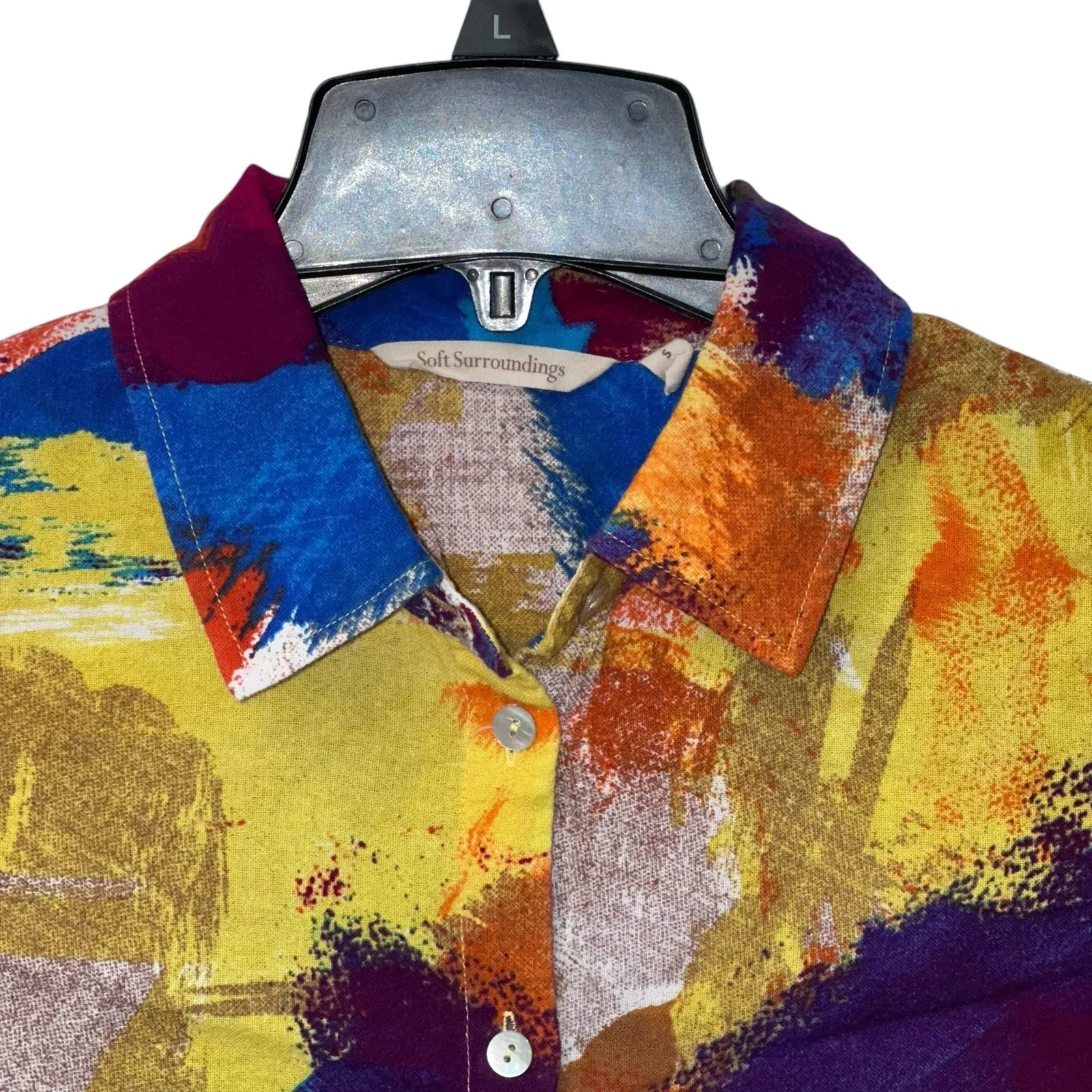 Soft‎ Surroundings Painters Palette Gauze Buttondown Shirt Size Small Artsy - Image 2