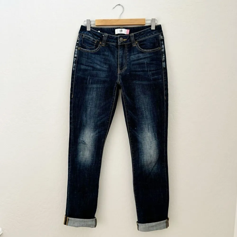 CAbi High Straight Jeans Distressed Dark Wash High Waist 4 Style #3561 - Image 2