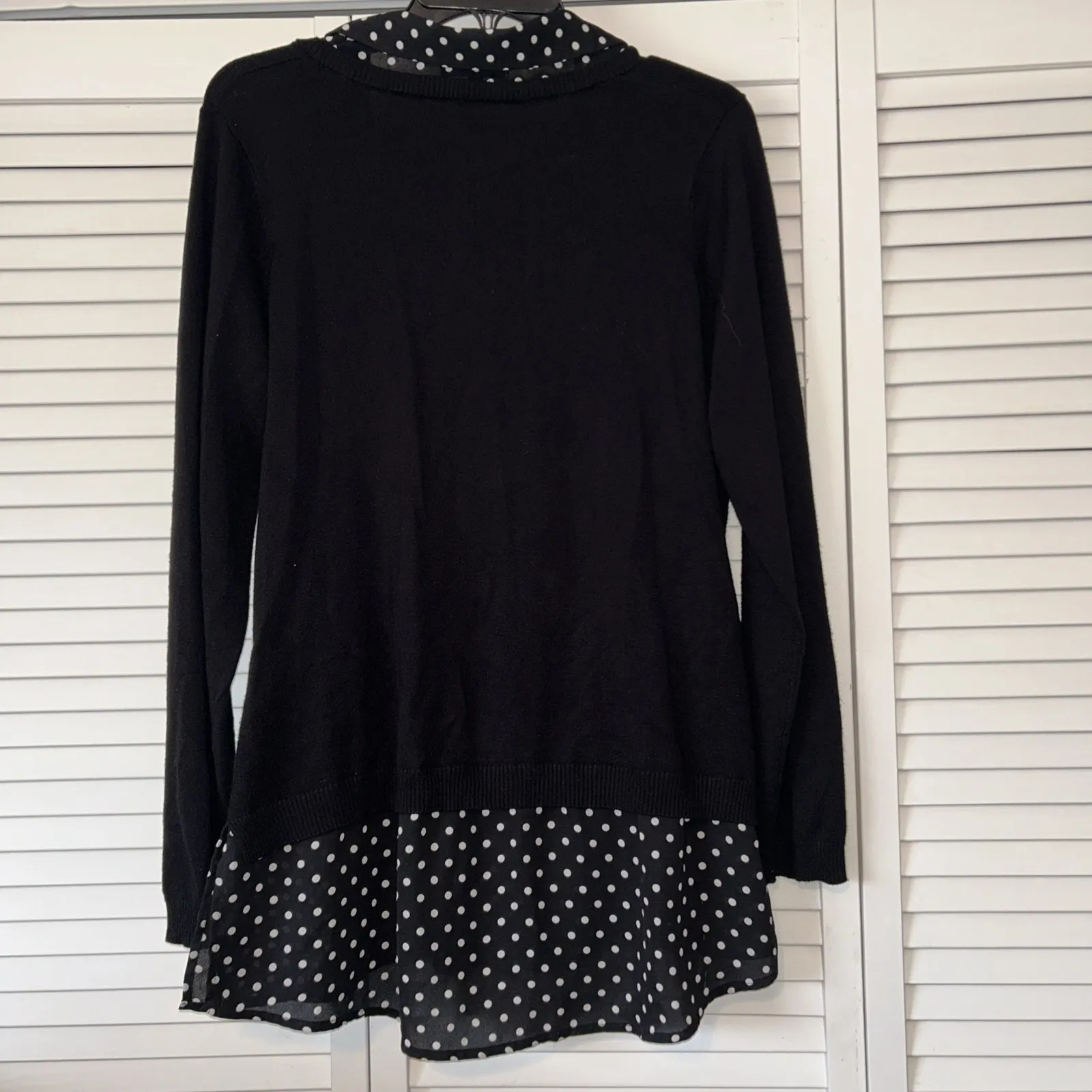 Women's ADRIANNA PAPELL Black Combo Long Sleeve Sweater Blouse Size L - Image 4